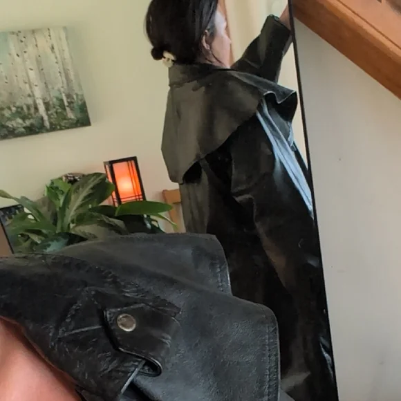 LeatherBiker Trench Coat